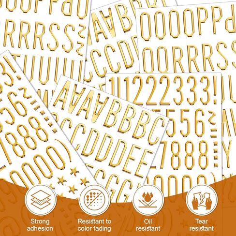 Phinus 6 Sheet 3D Gold Puffy Letter and Number Stickers, 1 Inch Self-Adhesive Foam Alphabet Stickers, Waterproof PVC Material for Grad Cap, Scrapbooking, DIY Crafts, Mailbox Decor in Kuwait