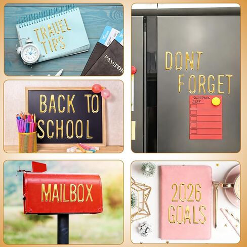 Phinus 6 Sheet 3D Gold Puffy Letter and Number Stickers, 1 Inch Self-Adhesive Foam Alphabet Stickers, Waterproof PVC Material for Grad Cap, Scrapbooking, DIY Crafts, Mailbox Decor in Kuwait