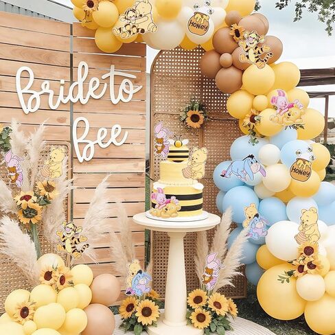 Winnie Centerpieces 24PCS Classic Pooh Centerpieces Oh Baby Winnie Table Toppers Cute Table Toppers On Sticks Pooh Cutouts Bear Party Decorations for Winnie Baby Shower Table Decorations in Kuwait