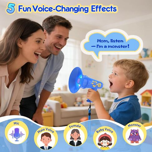 MEGUO Voice Changer for Kids,Mini Megaphone,Birthday Gift for Boys Girls Ages 3,4,5,6,7,8 - Boy Toys for 3-8+ Year Old - Noise Maker Prank Gift for Christmas,Easter,Halloween,Cool Gadgets (Blue) in Kuwait
