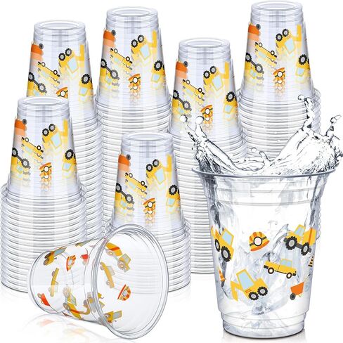 Uiifan 50 Pcs Construction Cups Construction Birthday Party Supplies 12 oz Theme Plastic Cups Disposable Dump Truck Traffic Glasses for Home Birthday Party Favors Supplies Decoration(Stylish) in Kuwait