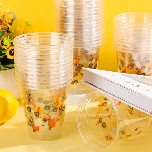 Uiifan 50 Pcs Construction Cups Construction Birthday Party Supplies 12 oz Theme Plastic Cups Disposable Dump Truck Traffic Glasses for Home Birthday Party Favors Supplies Decoration(Stylish) in Kuwait
