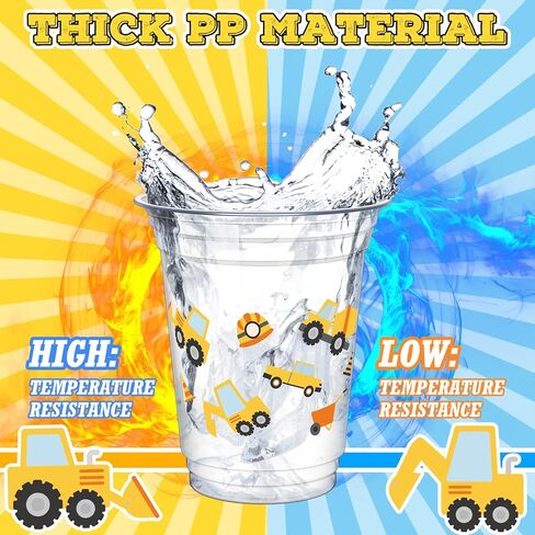 Uiifan 50 Pcs Construction Cups Construction Birthday Party Supplies 12 oz Theme Plastic Cups Disposable Dump Truck Traffic Glasses for Home Birthday Party Favors Supplies Decoration(Stylish) in Kuwait