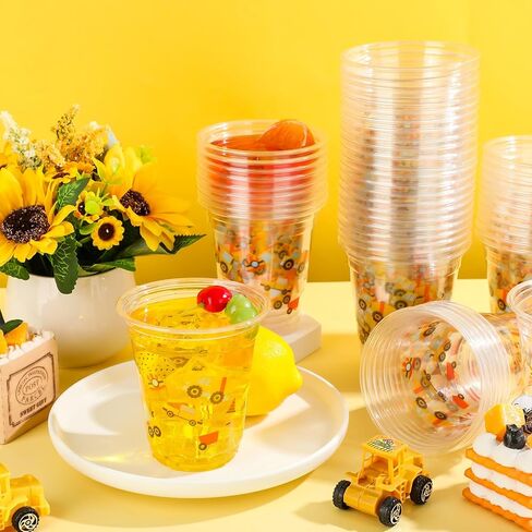 Uiifan 50 Pcs Construction Cups Construction Birthday Party Supplies 12 oz Theme Plastic Cups Disposable Dump Truck Traffic Glasses for Home Birthday Party Favors Supplies Decoration(Stylish) in Kuwait