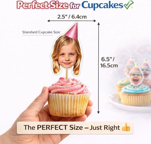 Custom Face Photo Cupcake Toppers 8 PCS – Upload Your Picture for Personalized Cake Picks, Funny DIY Decorations & Photo Booth Props for Birthday, Wedding, Baby Shower, Graduation & Parties in Kuwait