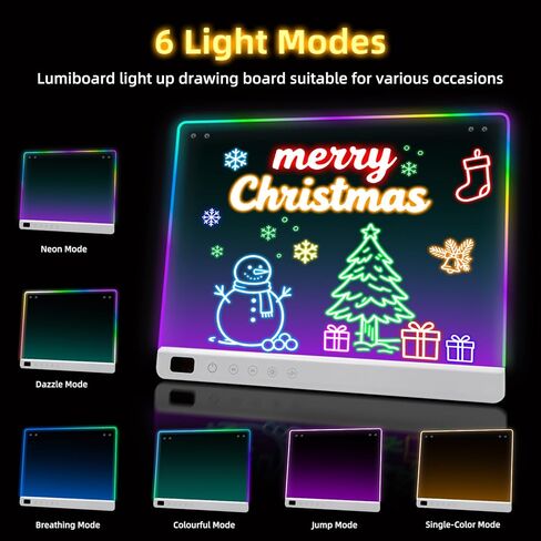 Led Drawing Board with 13 Light Effects, 16" Rechargeable Glow Doodle LED Note Board with Colors, Neon Light Up Drawing Tablet Gifts for Kids for Easter Birthday Christmas Gift Ideas in Saudi Arabia
