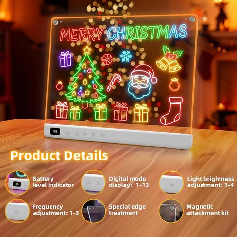 Led Drawing Board with 13 Light Effects, 16" Rechargeable Glow Doodle LED Note Board with Colors, Neon Light Up Drawing Tablet Gifts for Kids for Easter Birthday Christmas Gift Ideas in Saudi Arabia