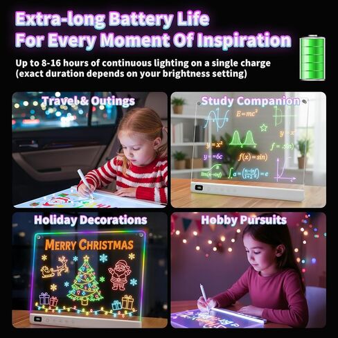 Led Drawing Board with 13 Light Effects, 16" Rechargeable Glow Doodle LED Note Board with Colors, Neon Light Up Drawing Tablet Gifts for Kids for Easter Birthday Christmas Gift Ideas in Saudi Arabia