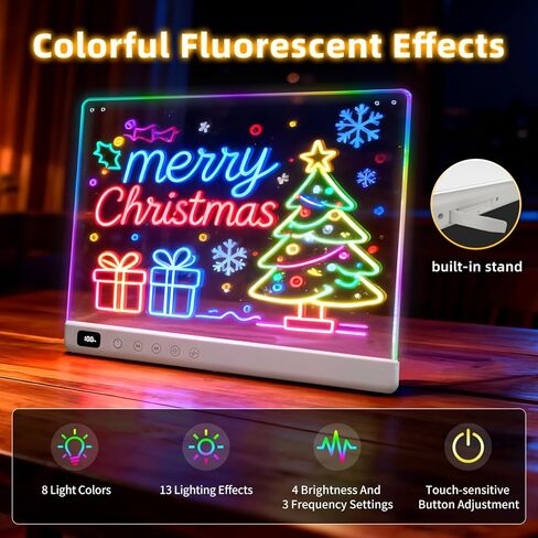 Led Drawing Board with 13 Light Effects, 16" Rechargeable Glow Doodle LED Note Board with Colors, Neon Light Up Drawing Tablet Gifts for Kids for Easter Birthday Christmas Gift Ideas in Saudi Arabia