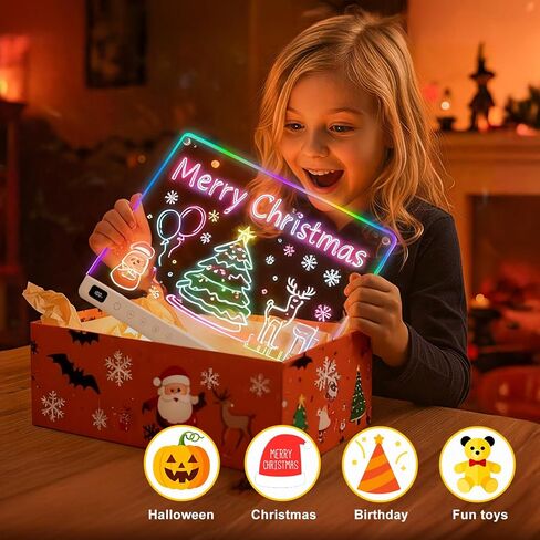 Led Drawing Board with 13 Light Effects, 16" Rechargeable Glow Doodle LED Note Board with Colors, Neon Light Up Drawing Tablet Gifts for Kids for Easter Birthday Christmas Gift Ideas in Saudi Arabia