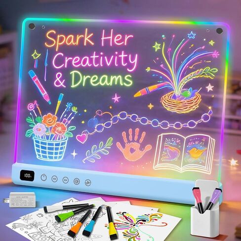 لوحة رسم LED مع 13 تأثيرًا ضوئيًا، لوحة ملاحظات LED متوهجة قابلة لإعادة الشحن مقاس 16 بوصة مع ألوان، هدايا تابلت رسم مضيئة للأطفال لأفكار هدايا عيد الفصح وعيد الميلاد in Kuwait