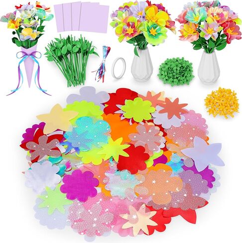 Fabric Flower Bouquets Toys, DIY Craft Kits Toys for Kids - Flowers Market Toy, Build Your Flower Bouquet, Arts & Crafts for 4+ Year Toddler Girl, Educational Activity Preschool B-Day Gifts in Saudi Arabia