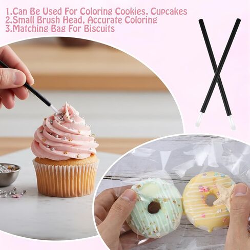 100 Pcs Disposable PYO Cookie Paint Brushes with 100 Pcs Cookie Packaging Bags, 3.54 Inch Mini Food Safe Paint Brushes for Cookies, Cupcakes, Crafts, and Makeup Application in Kuwait