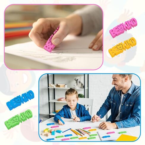 48 قطعة من محايات الكلمات Be Kind من Tinlade مقاس 1.75 بوصة ممحاة للمواقف الإيجابية للمكتب والمنزل، 4 ألوان in Kuwait