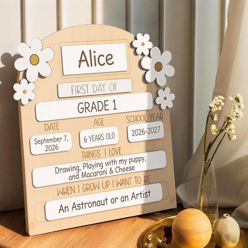 Junkin My First Day of School Sign 12 x 10 Inch Wooden First and Last Day of School Board with Marker Reusable Back to Class Chalkboard for Preschool Kindergarten in Kuwait