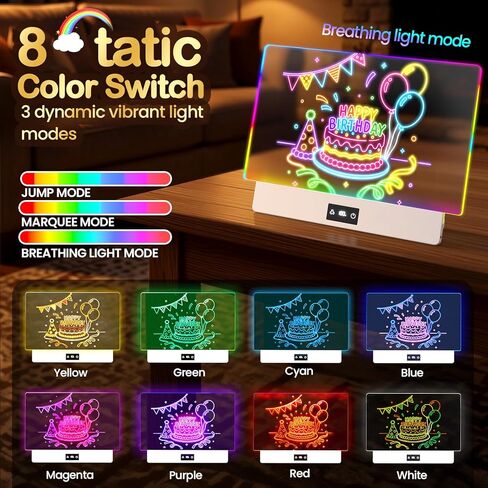 TAEMVV 16 Inch LED Drawing Board for Kids with Display, Rechargeable Light Up LCD Writing Tablet with 15H Battery & Stand, 8 Colors 3 Dynamic Modes Glow Light Board for Toy Birthday Gifts in Kuwait