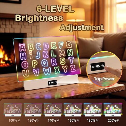 TAEMVV 16 Inch LED Drawing Board for Kids with Display, Rechargeable Light Up LCD Writing Tablet with 15H Battery & Stand, 8 Colors 3 Dynamic Modes Glow Light Board for Toy Birthday Gifts in Kuwait