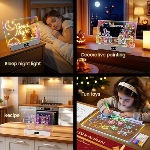 TAEMVV 16 Inch LED Drawing Board for Kids with Display, Rechargeable Light Up LCD Writing Tablet with 15H Battery & Stand, 8 Colors 3 Dynamic Modes Glow Light Board for Toy Birthday Gifts in Kuwait