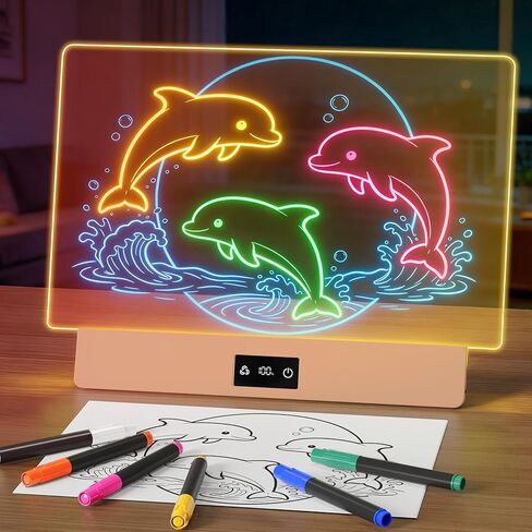 16" LED Drawing Board for Kids, USB-C Rechargeable Neon Glow Pad for Tracing & Creative Play,2000mAh Battery with 72h Runtime, Anti-Scratch 5H Acrylic Surface,7 Markers & A4 Tracing Paper Kit in Saudi Arabia
