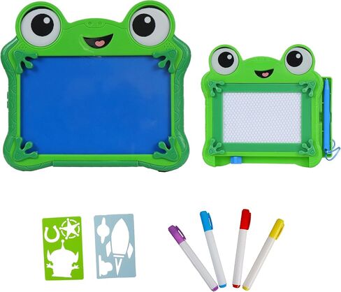 مجموعة Disney Pixar Toy Story 5 Draw & Erase Lilypad - لوحة توهج قابلة للمسح الجاف على شكل ضفدع ولوحة أقلام مغناطيسية للسفر، ابتكر أعمالًا فنية واستنسل وأقلام تحديد، للأطفال بعمر 3 سنوات فما فوق in Kuwait