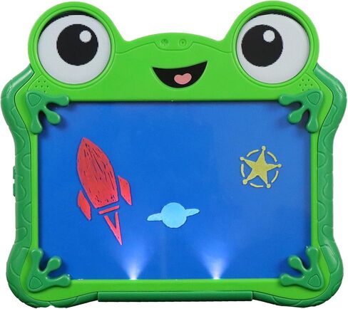 مجموعة Disney Pixar Toy Story 5 Draw & Erase Lilypad - لوحة توهج قابلة للمسح الجاف على شكل ضفدع ولوحة أقلام مغناطيسية للسفر، ابتكر أعمالًا فنية واستنسل وأقلام تحديد، للأطفال بعمر 3 سنوات فما فوق in Kuwait