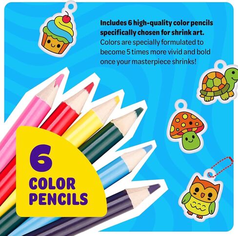 Dan&Darci Shrink Art Craft Kit for Girls and Boys Ages 6-12 - Shrink Magic Charm Making Kit with 30 Pre-Cut Shrink Plastic Templates - Kids Craft Birthday Gift for 7 8 9 10 Year Olds in Kuwait