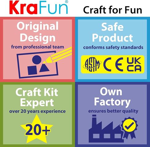 KRAFUN My First Sewing Animal للأطفال، الفنون والحرف المبتدئة، 5 أنشطة سهلة دمى الحيوانات المحشوة، سحر حلقة المفاتيح، تعليمات ومواد لباد لتعلم الخياطة والتطريز in Kuwait