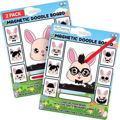 ArtCreativity Cat Magnetic Doodle Face - 2 Pack - Vintage Retro Toys, Travel Toys for Kids, Magnet Drawing Doodle Board for Kids - Magnetic Toys Game, Travel Essentials Games for Ages 3+ in Kuwait