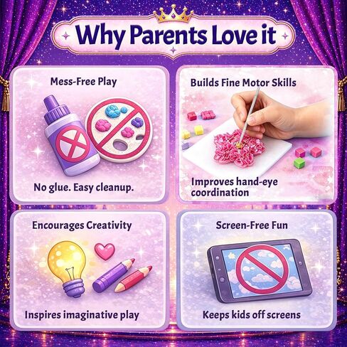 RGIMRTO Poke Art Craft Kit for Kids, 2-in-1 7 Princess +10 Flowers Craft Set with Display Board, Mess Free Craft Activity Birthday Gift for Girls Ages 4, 5, 6, 7, 8, 9, in Kuwait