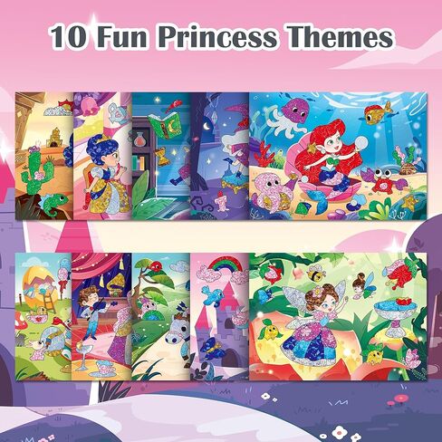مجموعة Timetome Foil Craft Kit للأطفال، مجموعة فن رقائق الأميرة ووحيد القرن للأعمار من 4 إلى 8 سنوات، لا توجد فوضى في الفنون والحرف الإبداعية، صور رقائق معدنية سهلة التقشير، هدية للفتيات من سن 5 إلى 10 سنوات in Kuwait