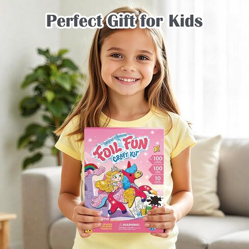 مجموعة Timetome Foil Craft Kit للأطفال، مجموعة فن رقائق الأميرة ووحيد القرن للأعمار من 4 إلى 8 سنوات، لا توجد فوضى في الفنون والحرف الإبداعية، صور رقائق معدنية سهلة التقشير، هدية للفتيات من سن 5 إلى 10 سنوات in Kuwait