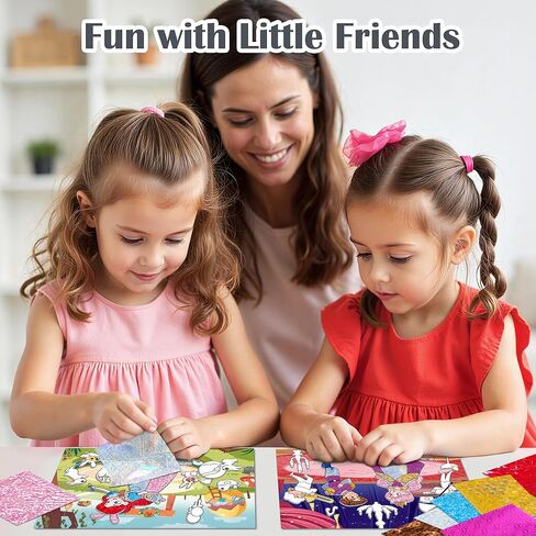 مجموعة Timetome Foil Craft Kit للأطفال، مجموعة فن رقائق الأميرة ووحيد القرن للأعمار من 4 إلى 8 سنوات، لا توجد فوضى في الفنون والحرف الإبداعية، صور رقائق معدنية سهلة التقشير، هدية للفتيات من سن 5 إلى 10 سنوات in Kuwait