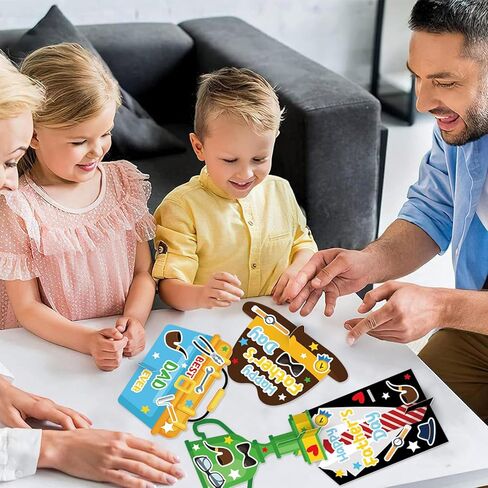 HABDJILTY 24 Set Father's Day Craft for Kids,Make Your Own Father's Gifts DIY 3D Best Dad Craft Kit for Fathers Day Handmade Crafts for Classroom and Fun Home Activities in Kuwait