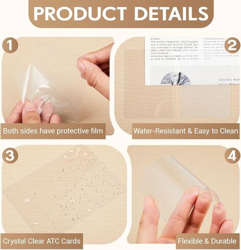 100 قطعة من بطاقات Yokeer الشفافة ATC من PVC، بطاقات شفافة مقاس 2.5 × 3.5 بوصة، بطاقة تداول للفنانين، بطاقة لعب فارغة مع 5 قطع من أكياس البلاستيك بسحاب لطلاء سجل القصاصات، بطاقات الهدايا، الحرف اليدوية اليدوية in Kuwait