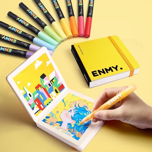 ENMY Acrylic Marker Sketch Pad, 6.7×6.7 Bleed-Proof Marker Paper,140lb/300gsm Heavyweight Sketchbook, 30 Sheets Drawing Pad Glue-Bound with Hard Backing for Artists, Students (L 17×17 cm) in Saudi Arabia