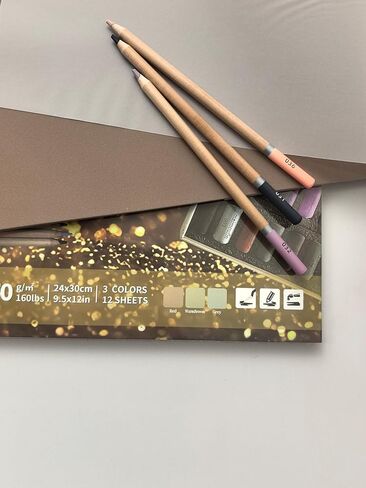 MAIMOUFIN 12-Sheet 3-Color Pastel Sandpaper Pad, Perfect Bound Pastel Paper Artist-Grade Heavyweight Grit Sanded Pastel Pad for Soft Pastel, Oil, Pencil, Charcoal & Acrylic Art Work (Light Color) in Saudi Arabia