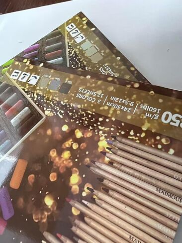 MAIMOUFIN 12-Sheet 3-Color Pastel Sandpaper Pad, Perfect Bound Pastel Paper Artist-Grade Heavyweight Grit Sanded Pastel Pad for Soft Pastel, Oil, Pencil, Charcoal & Acrylic Art Work (Light Color) in Saudi Arabia
