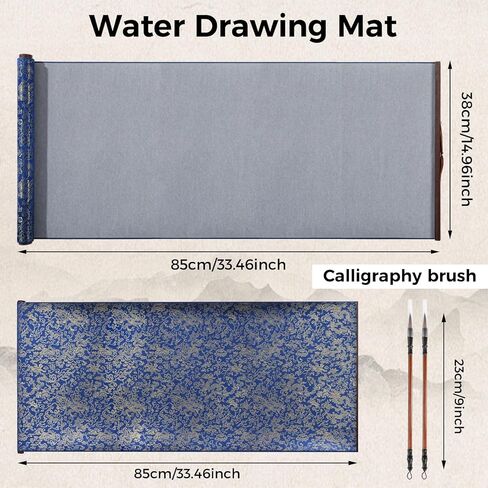 Water Drawing Mat with Chinese Calligraphy Brush Set, Reusable Water Painting Mat for Beginners, Portable Canvas Rolls for Painting and Calligraphy Practice for Mom in Kuwait
