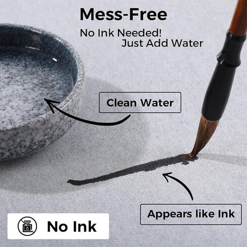 Water Drawing Mat with Chinese Calligraphy Brush Set, Reusable Water Painting Mat for Beginners, Portable Canvas Rolls for Painting and Calligraphy Practice for Mom in Kuwait