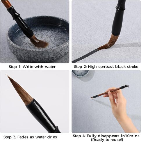 Water Drawing Mat with Chinese Calligraphy Brush Set, Reusable Water Painting Mat for Beginners, Portable Canvas Rolls for Painting and Calligraphy Practice for Mom in Kuwait