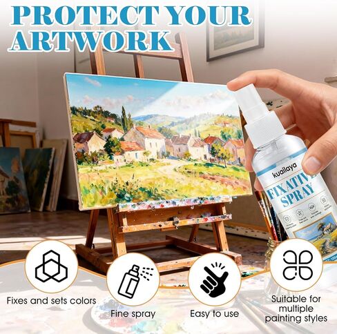 Fixative Spray, Fixative Spray for Pencil Drawings High-Efficiency Color Fixing Protect the Painting Extend the Preservation Time of Works for Pastels Oil Pastels Acrylics Sketches Etc, 100ml in Kuwait