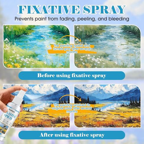 Fixative Spray, Fixative Spray for Pencil Drawings High-Efficiency Color Fixing Protect the Painting Extend the Preservation Time of Works for Pastels Oil Pastels Acrylics Sketches Etc, 100ml in Kuwait