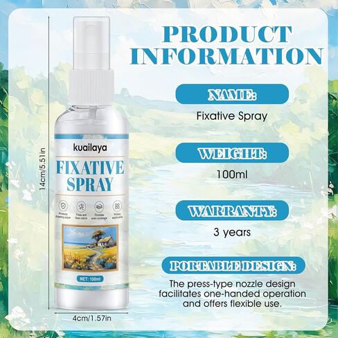 Fixative Spray, Fixative Spray for Pencil Drawings High-Efficiency Color Fixing Protect the Painting Extend the Preservation Time of Works for Pastels Oil Pastels Acrylics Sketches Etc, 100ml in Kuwait