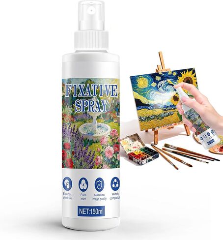 OverZyn Workable Fixative Spray for Art, Fixative Spray for Pencil Drawings, Fixative Spray for Pastels, Colorfast, Widely Applicable for Pastels Pastels Oil Pastels Acrylics Sketches Etc, 150ml in Kuwait