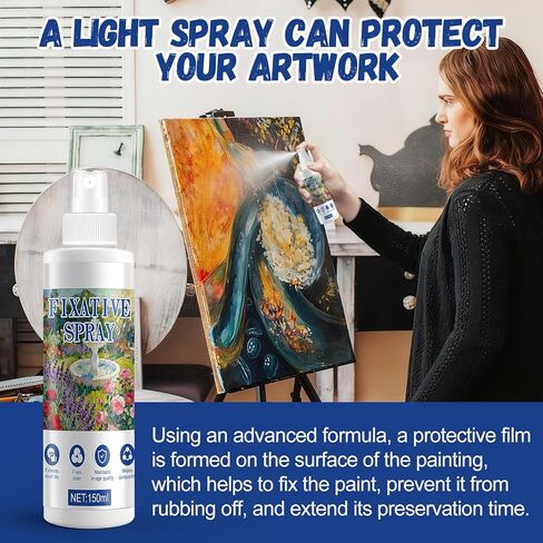 OverZyn Workable Fixative Spray for Art, Fixative Spray for Pencil Drawings, Fixative Spray for Pastels, Colorfast, Widely Applicable for Pastels Pastels Oil Pastels Acrylics Sketches Etc, 150ml in Kuwait