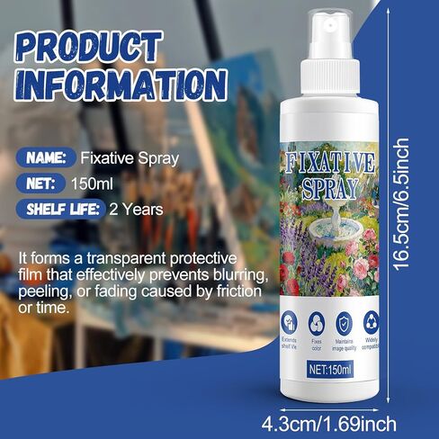 OverZyn Workable Fixative Spray for Art, Fixative Spray for Pencil Drawings, Fixative Spray for Pastels, Colorfast, Widely Applicable for Pastels Pastels Oil Pastels Acrylics Sketches Etc, 150ml in Kuwait