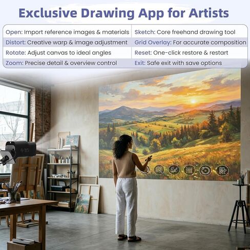 جهاز عرض فني للتتبع والرسم باستخدام التطبيق، جهاز عرض رسم أصلي بدقة 1280 بكسل للفنانين، 8 أدوات تتبع احترافية للقماش، والجداريات الجدارية، وتزيين الكعك، وحرق الخشب والرسم in Kuwait