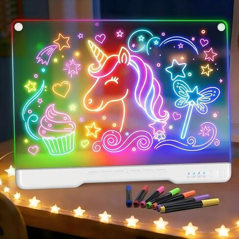 لوحة رسم LED للأطفال، لوحة ملاحظات LED قابلة لإعادة الشحن مقاس 17 بوصة مع ألوان، أفضل هدايا للأطفال للفتيات من عمر 3، 4، 5، 6، 7، 8، 9، 10 سنوات فما فوق، هدية عيد ميلاد مثالية من 4 إلى 12 (جديد 2026) in Kuwait