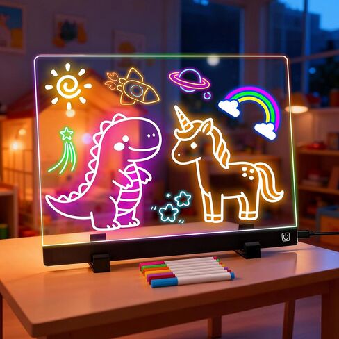 لوحة رسم LED مقاس 16 بوصة للأطفال | لوح رسم مضيء على شكل لوحة دودل متوهجة | لعبة لوحة رسم للأطفال قابلة لإعادة الاستخدام | لوازم الفنون والحرف اليدوية للأطفال من عمر 4 إلى 8 سنوات | هدايا عيد ميلاد التخرج الإبداعية للفتيات in Kuwait