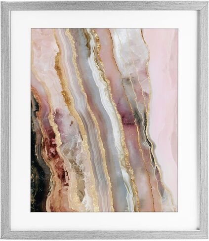Stupell Industries 'Pastel Misty Gem Geode'، طباعة مؤطرة تحت الزجاج، رمادي، 13 × 16 بوصة، سهلة التعليق وقوية، صنع في الولايات المتحدة الأمريكية، بواسطة سفيتلانا ألينيكوفا in Kuwait